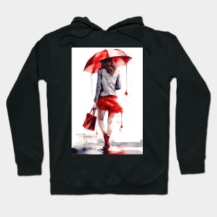 Girl with a red umbrella Hoodie